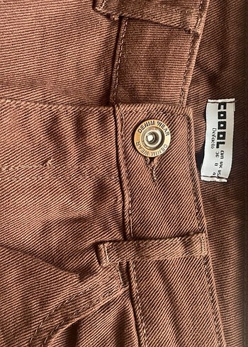 Düğmeli Kahverengi Kadın Midi Kot Pantolon - Görsel 6