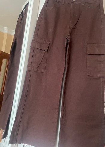 Düğmeli Kahverengi Kadın Midi Kot Pantolon - Görsel 8