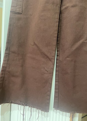 Düğmeli Kahverengi Kadın Midi Kot Pantolon - Görsel 2