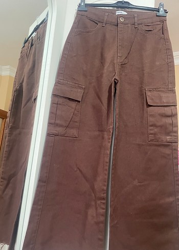 Düğmeli Kahverengi Kadın Midi Kot Pantolon - Görsel 3