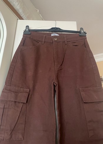 Düğmeli Kahverengi Kadın Midi Kot Pantolon - Görsel 7