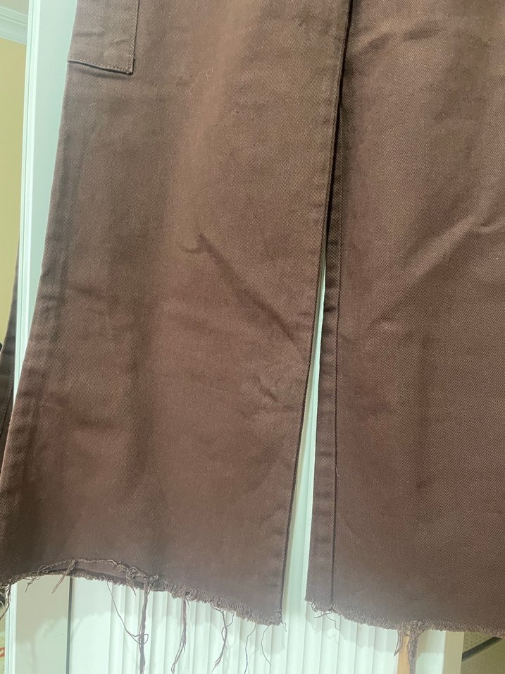 Düğmeli Kahverengi Kadın Midi Kot Pantolon - Görsel 2