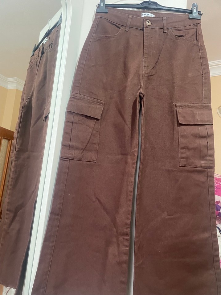 Düğmeli Kahverengi Kadın Midi Kot Pantolon - Görsel 3