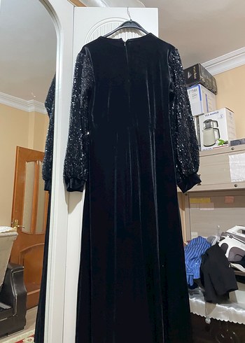 Siyah Uzun Kollu Gotik Kadın Abiye Elbise kemerini bulamadım - Görsel 5