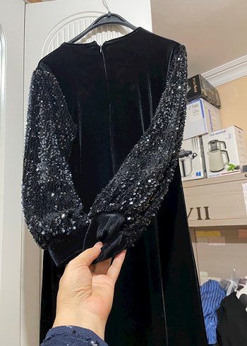 Siyah Uzun Kollu Gotik Kadın Abiye Elbise kemerini bulamadım - Görsel 9