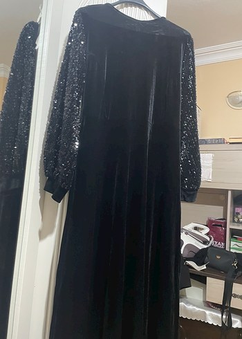 Siyah Uzun Kollu Gotik Kadın Abiye Elbise kemerini bulamadım - Görsel 6