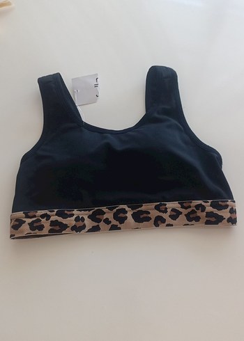 Leopar Desenli Siyah büstiyer