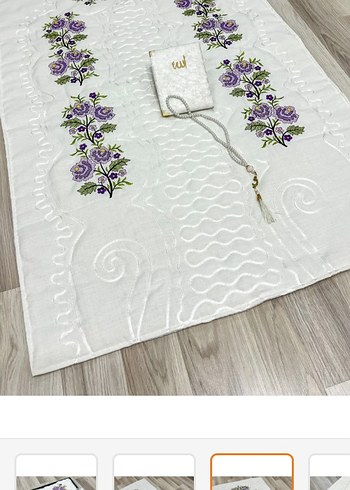 ETAMİN İŞLEMELİ ÇEYİZLİK GELİN DAMAT SECCADE SETİ KUTULU - Görsel 3