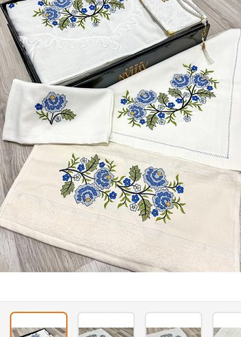 ETAMİN İŞLEMELİ ÇEYİZLİK GELİN DAMAT SECCADE SETİ KUTULU - Görsel 7