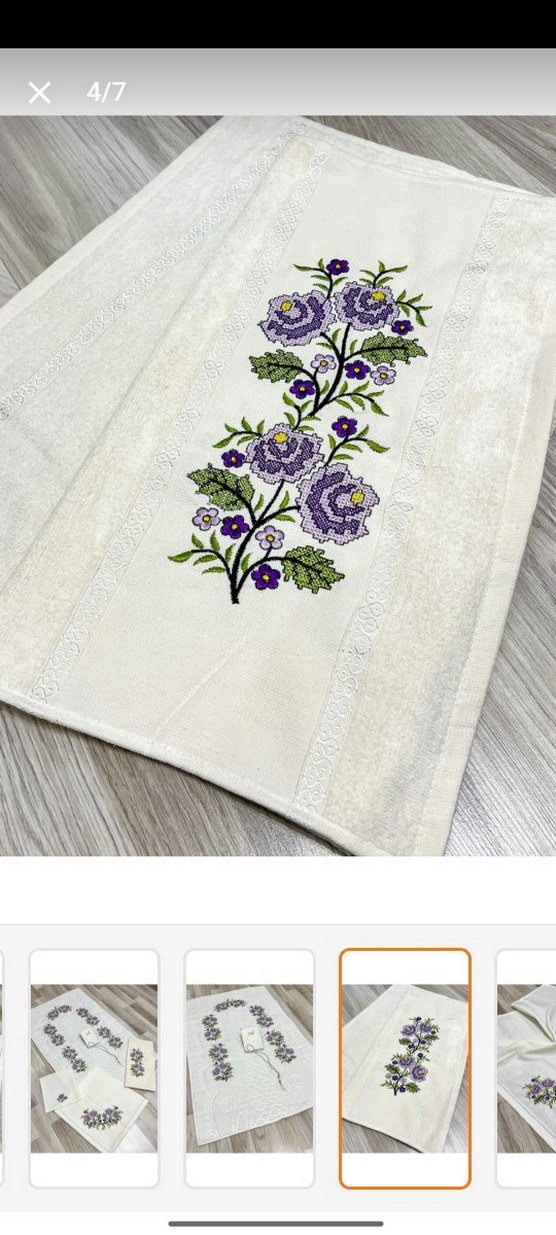 ETAMİN İŞLEMELİ ÇEYİZLİK GELİN DAMAT SECCADE SETİ KUTULU - Görsel 4