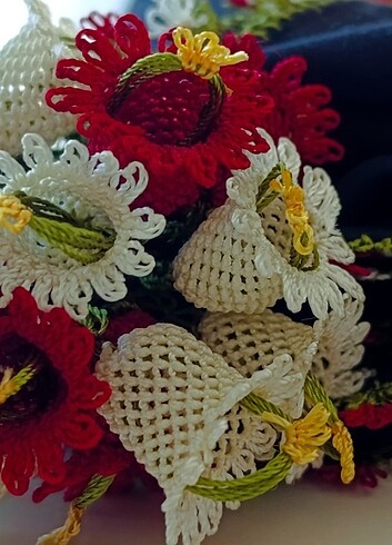 İĞNE OYASI YAZMA???? ZİL OYASI ???? KREM-BORDO - Görsel 10