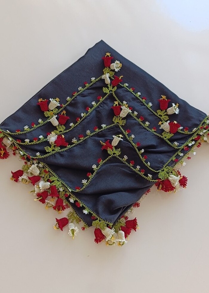 İĞNE OYASI YAZMA???? ZİL OYASI ???? KREM-BORDO - Görsel 3