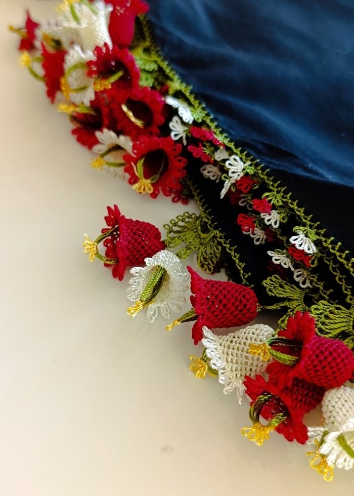 İĞNE OYASI YAZMA???? ZİL OYASI ???? KREM-BORDO - Görsel 5