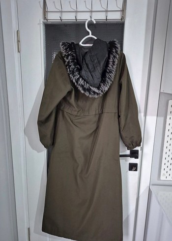 Kadın Haki Uzun Fermuarlı Kaban - Görsel 3