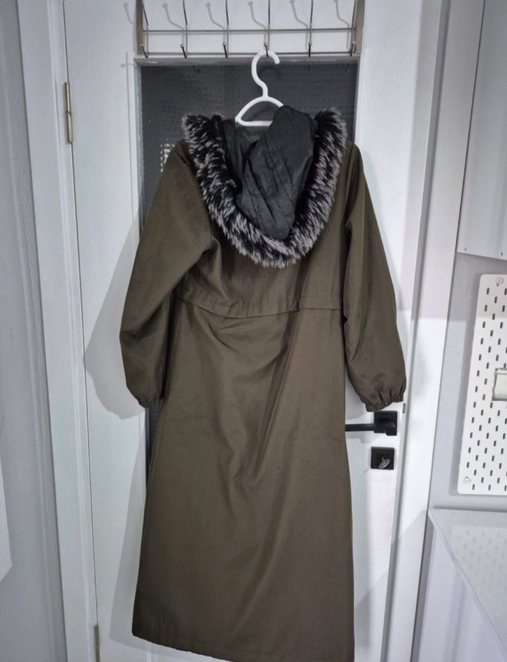 Kadın Haki Uzun Fermuarlı Kaban - Görsel 3