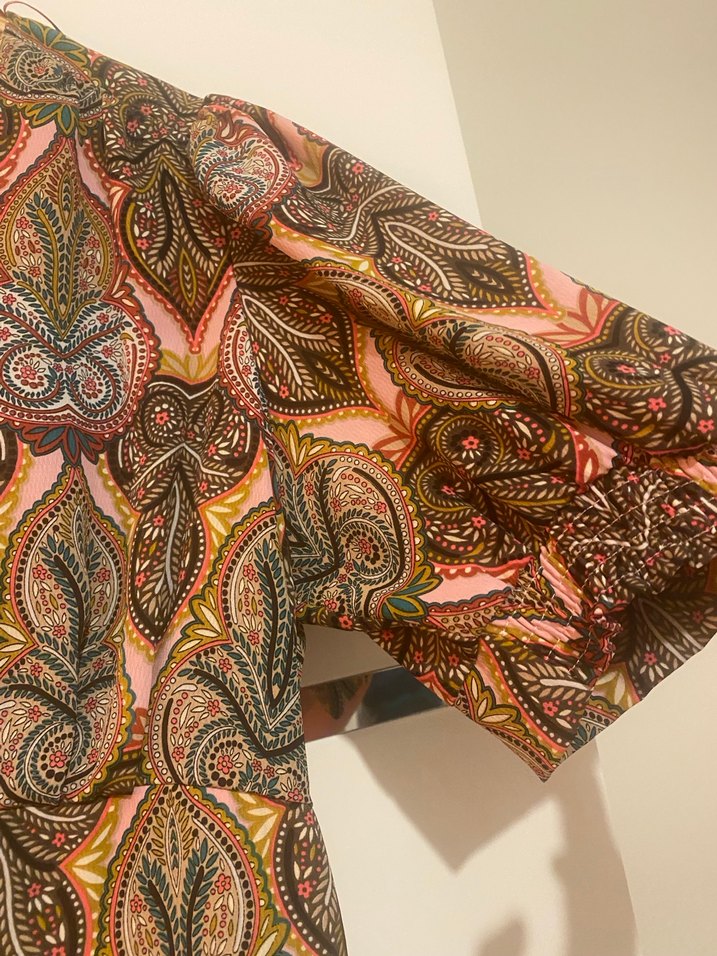 Desenli Bohem Kısa Kollu Kadın Bluz - Görsel 3