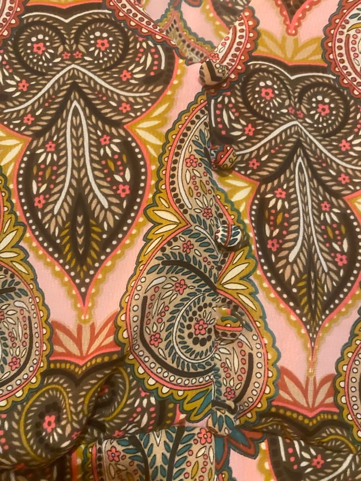 Desenli Bohem Kısa Kollu Kadın Bluz - Görsel 2