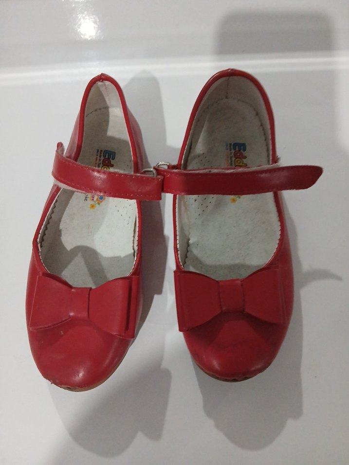 Kız Çocuk Kırmızı Tokalı Babet Ayakkabı - Görsel 3