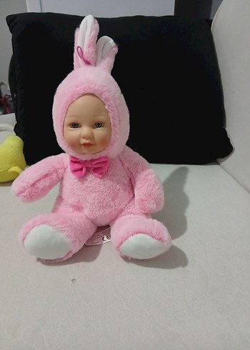 Pembe Peluş Tavşan Kostümlü Bebek - Görsel 2
