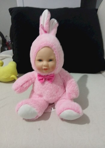 Pembe Peluş Tavşan Kostümlü Bebek - Görsel 3