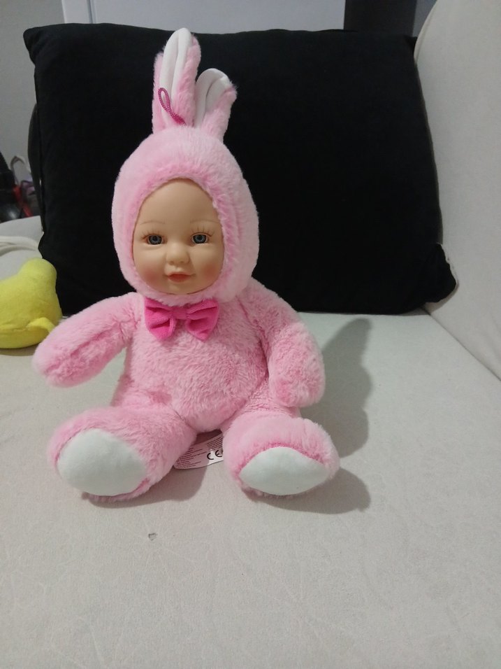 Pembe Peluş Tavşan Kostümlü Bebek - Görsel 2