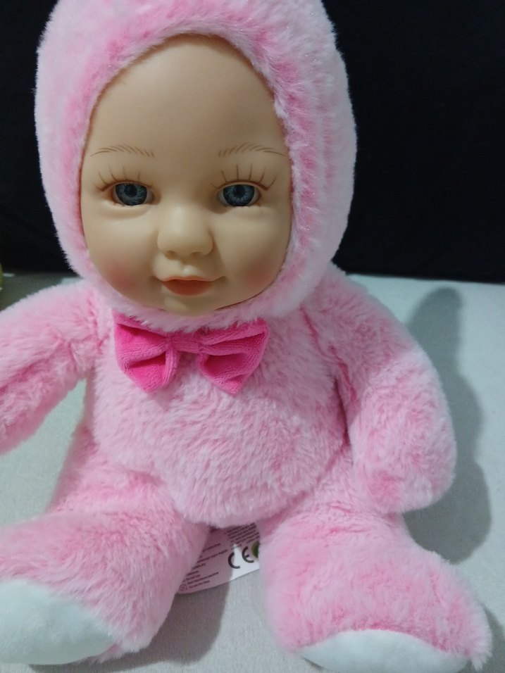 Pembe Peluş Tavşan Kostümlü Bebek - Görsel 4