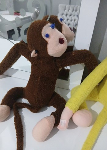 Sarı ve Kahverengi Peluş Maymun Oyuncakları - Görsel 3