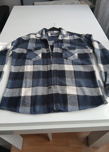 erkek Ekose Desenli Düğmeli Gri Gömlek - Görsel 2