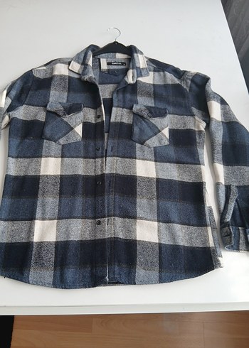 erkek Ekose Desenli Düğmeli Gri Gömlek - Görsel 4