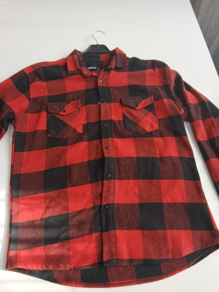 erkek Kırmızı Kareli Gömlek - Görsel 2