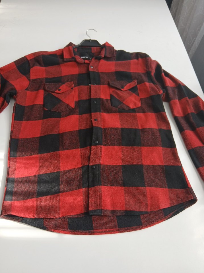 erkek Kırmızı Kareli Gömlek - Görsel 4