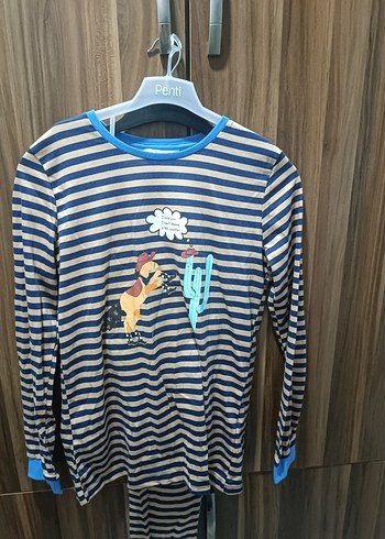 Erkek Çizgili Uzun Kollu Rahat Pijama Takımı