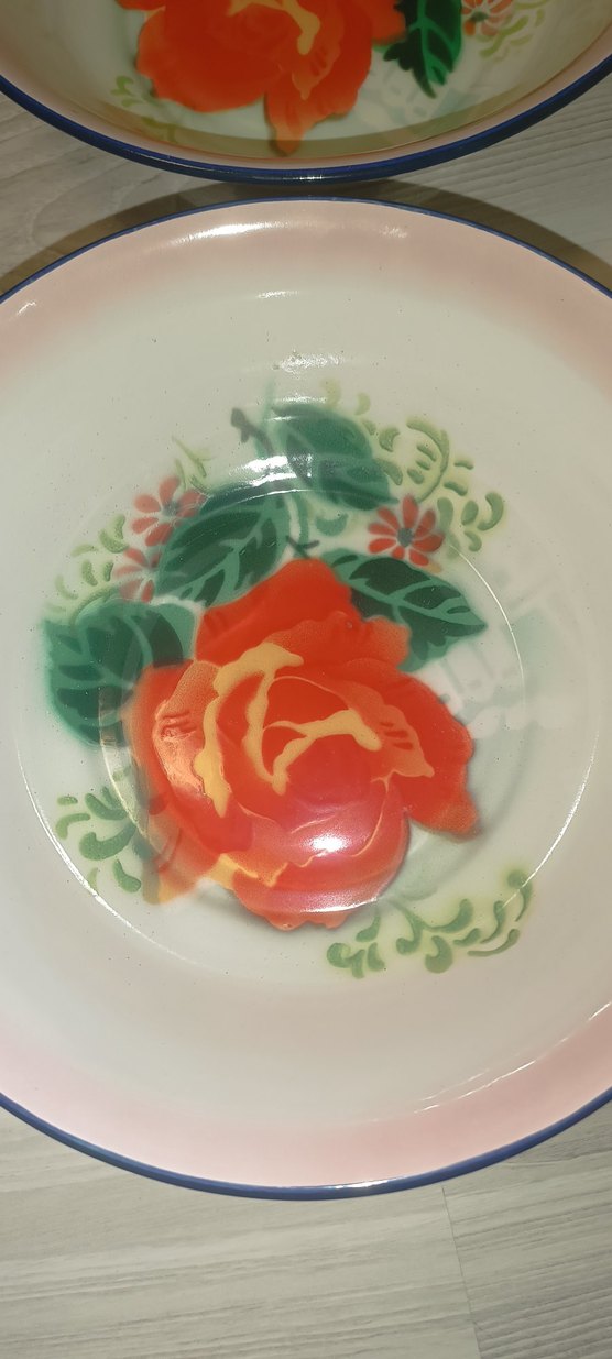 Çiçek Desenli Pembe Tabak Seti 22 cm - Görsel 3