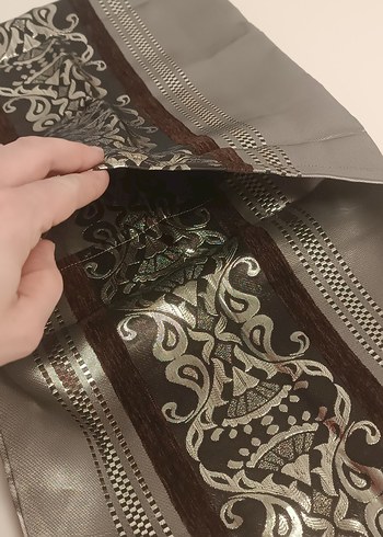 Kahverengi Nakış İşlemeli kırlent kılıfı - Görsel 8