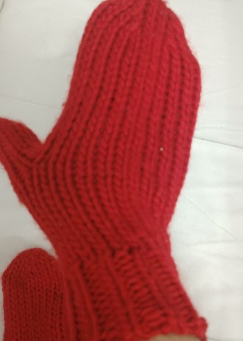 Kırmızı Örgü Kadın Eldiven - Görsel 4