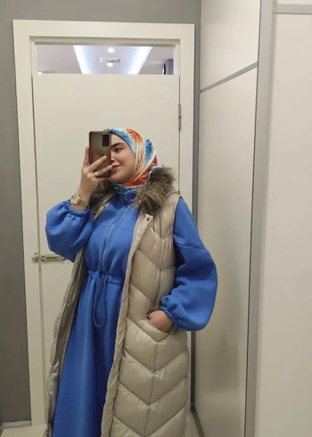 Trendyol & Milla Mavi Uzun Yüksek Yakalı Salaş Elbise
