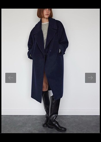 Lacivert Oversize Uzun Kaban