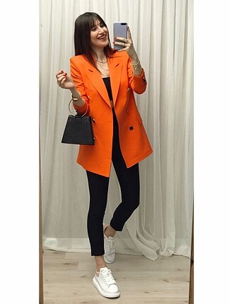 m Beden turuncu Renk Turuncu blazer ceket