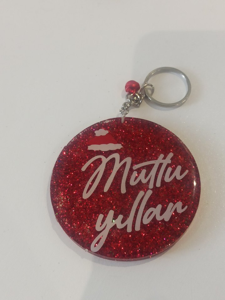 Epoksi Simli Mutlu Yıllar Anahtarlık - Görsel 2