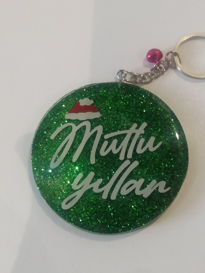 Epoksi Simli Mutlu Yıllar Anahtarlık - Görsel 4