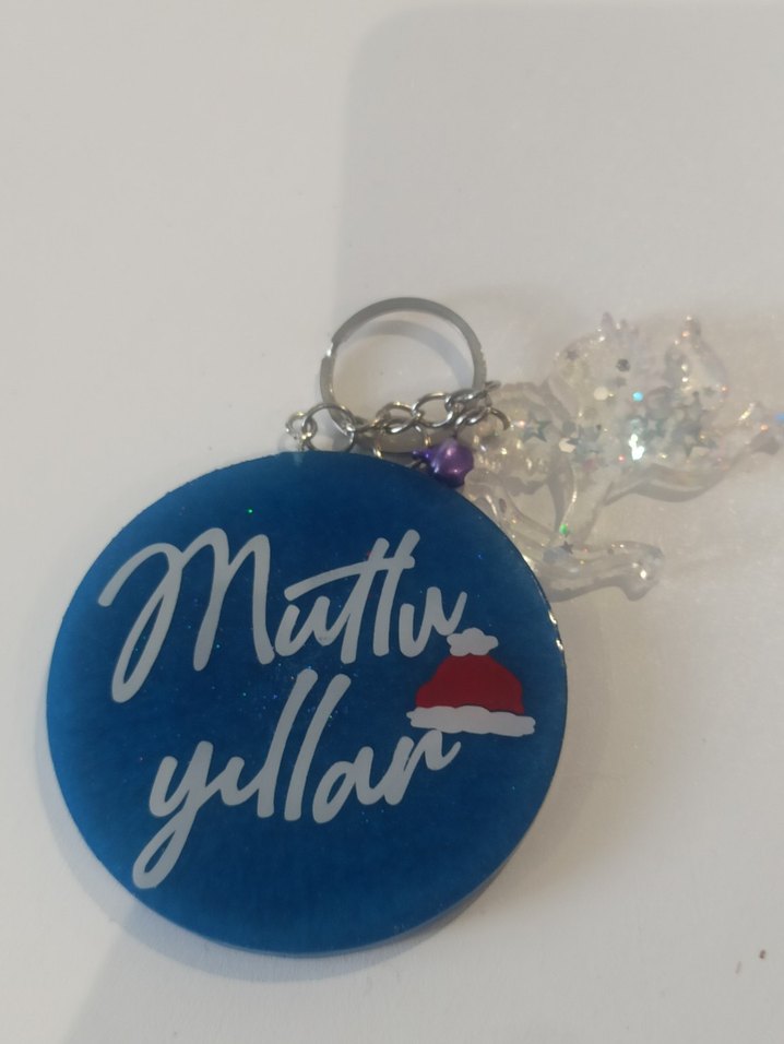 Epoksi Simli Mutlu Yıllar Anahtarlık - Görsel 3