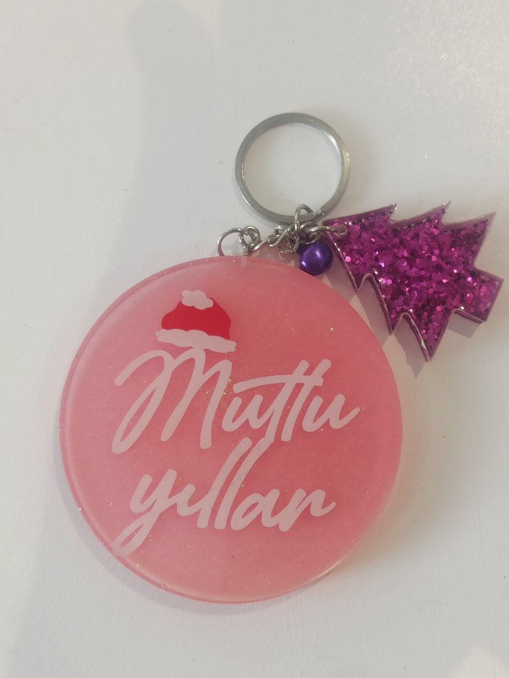 Epoksi Simli Mutlu Yıllar Anahtarlık - Görsel 5