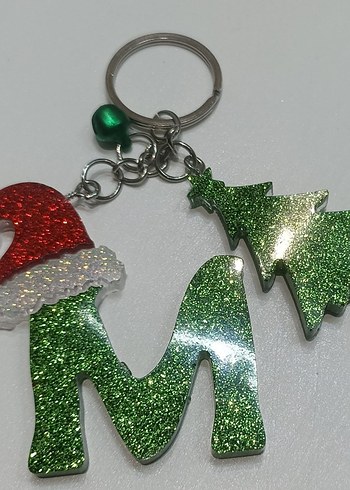 Simli Yeşil Noel Temalı Anahtarlık - Görsel 6