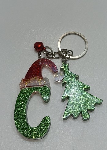 Simli Yeşil Noel Temalı Anahtarlık - Görsel 4