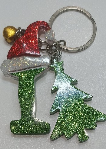 Simli Yeşil Noel Temalı Anahtarlık - Görsel 5