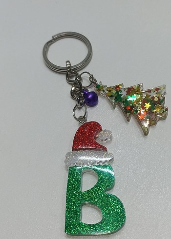 Simli Yeşil Noel Temalı Anahtarlık - Görsel 3