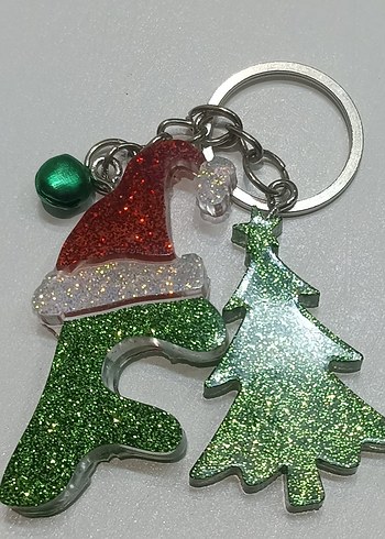 Simli Yeşil Noel Temalı Anahtarlık - Görsel 2