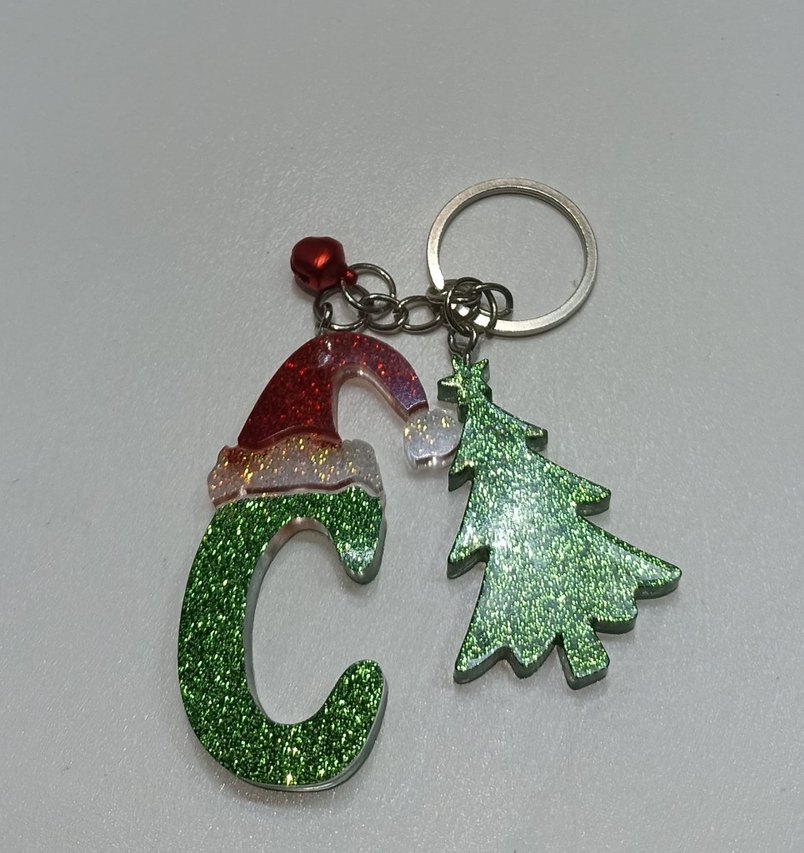 Simli Yeşil Noel Temalı Anahtarlık - Görsel 4