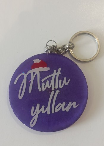 Epoksi renkli Simli Yeni yıl anahtarlık - Görsel 2