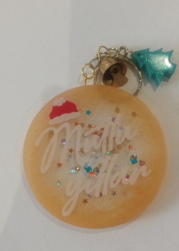 Epoksi renkli Simli Yeni yıl anahtarlık - Görsel 6